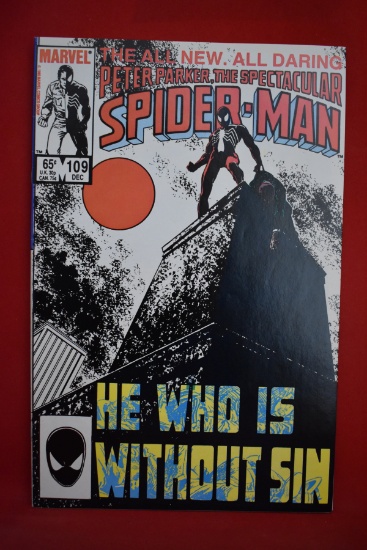 SPECTACULAR SPIDERMAN #109 | HE WHO IS WITHOUT SIN! | RICH BUCKLER COVER ART