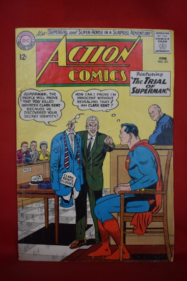 ACTION COMICS #301 | THE TRIAL OF SUPERMAN! | SWAN - 1963 | *SOLID - CREASING - STAPLES OFF CENTER*