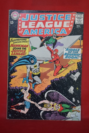 JUSTICE LEAGUE #31 | KEY HAWKMAN JOINS THE JUSTICE LEAGUE!  | SEKOWSKY - 1964 - NICE BOOK!