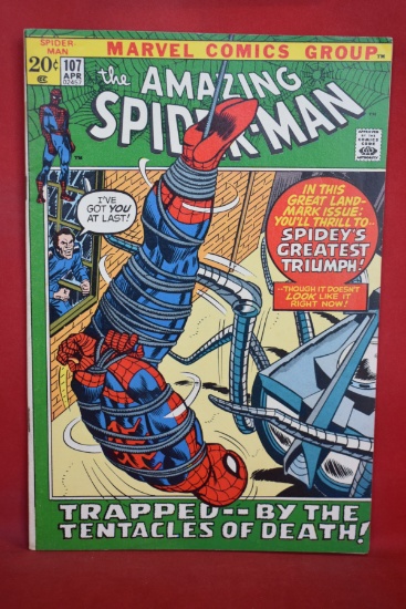 AMAZING SPIDERMAN #107 | SPIDEY SMASHES THRU! | KIRBY/LEE - 1972 - OVERALL PRETTY NICE!