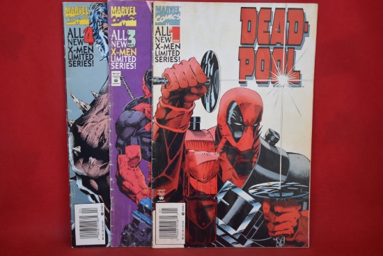 DEADPOOL MINI SERIES - LOT OF 3 | ISSUES 1,3,4 - SPINE STRESS - WEAR -STAPLES GOOD, SEE PICS