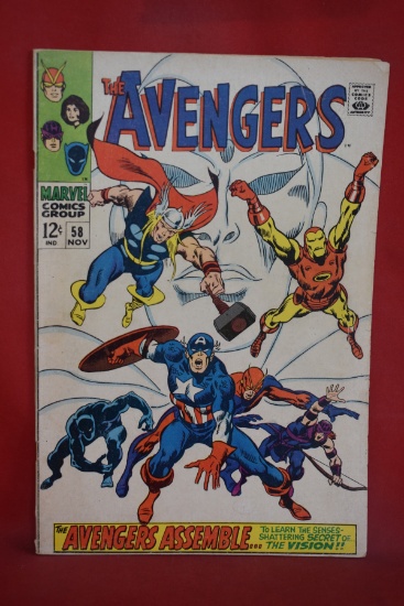 AVENGERS #58 | KEY 2ND APP OF VISION, JOINS THE TEAM | 1ST MEETING BLACK PANTHER AND THOR, IRON MAN