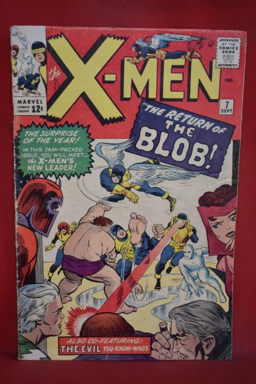 X-MEN #7 | KEY 2ND APP OF THE BLOB! | 1ST APP OF CEREBRO! | STONE/KIRBY - 1964 - SOLID KEY BOOK!