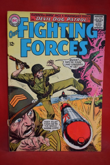 OUR FIGHTING FORCES #88 | DEVIL DOG PATROL! | JACK ABEL - 1964 | * LOWER STAPLE BARELY ATTACHED*