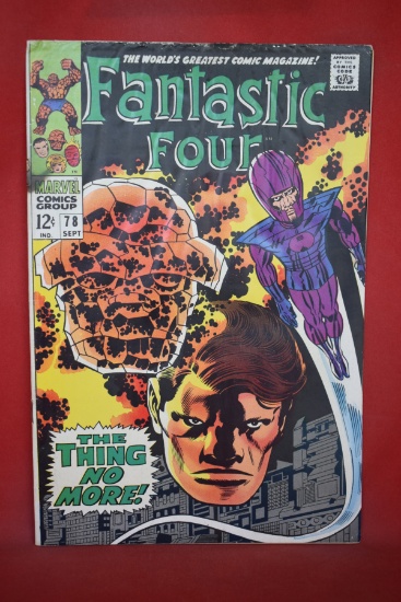 FANTASTIC FOUR #78 | THE THING NO MORE, CLASSIC KIRBY | *STAINS, WAVY COVER, SEE PICS*