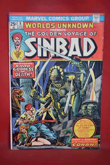 WORLDS UNKNOWN #8 | THE GOLDEN VOYAGE OF SIMBAD! | GIL KANE & JOHN ROMITA - 1974