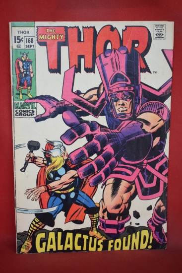 THOR #168 | 1ST THERMAL MAN, ICONIC GALACTUS COVER | *LOWER STAPLE BARELY ATTACHED, CREASING, SOLID*