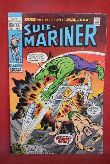 SUB-MARINER #34 | KEY TEAM UP OF SILVER SURFER, HULK, NAMOR - LATER BECOME THE DEFENDERS!