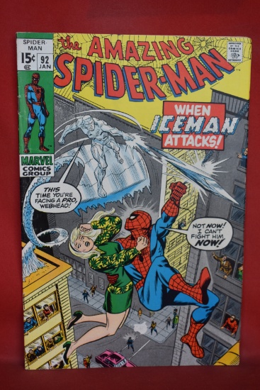 AMAZING SPIDERMAN #92 | 1ST BATTLE OF SPIDERMAN VERSUS ICEMAN! | ROMITA SR - 1971