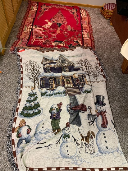 Farmhouse snowman blanket/Christmas blanket