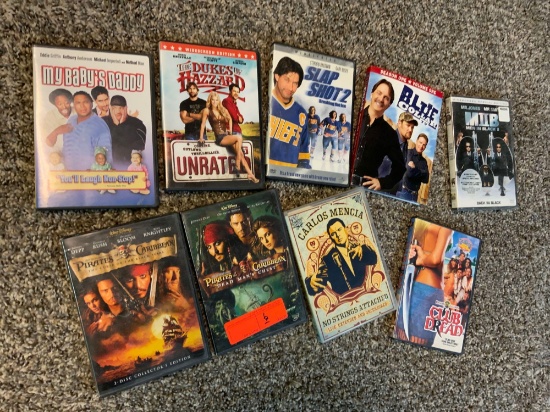 9 misc dvd movies MIB 2, blue collar comedy, dukes of hazzard, club dread, slap shot 2, carlos