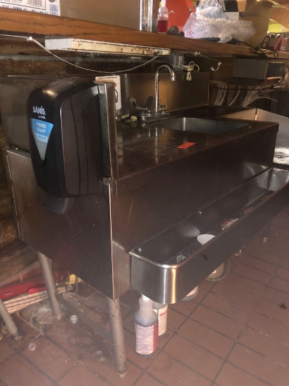 60 in x 22 in stainless steel behind the bar wash station with electric oulet attachment
