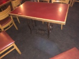 47 in x 29 in dining table with four chairs with antique sewing base