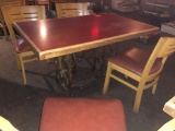 47 in x 29 in dining table with four chairs with antique sewing base