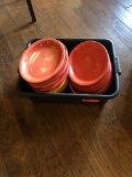 plastic tub with 24 plates