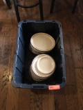 Plastic Tub with Misc. plates - various sizes