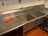 two bay commercial stainless steel sink