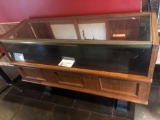 glass and wood display case 60 in wide x 38 in tall x 20 in deep