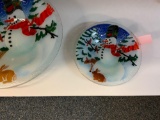 Peggy Karr Snowman Glass Plates - 2 total