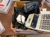 Old poor condition Macbook laptop, 2 sony cameras with cases, two calculators, everything else in