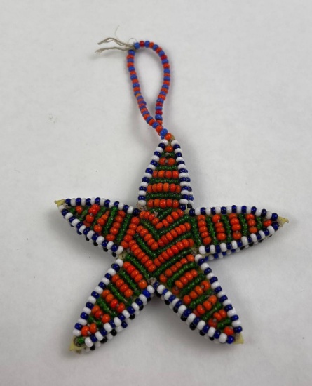 Montana Blackfoot Indian Star Fish Beaded Keychain