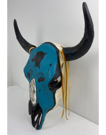 Montana Indian Painted Buffalo Skull David Chase