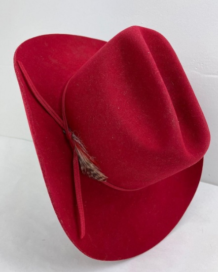 Red Chris Eddy Cowboy Hat Size 7 1/8 Made In Usa
