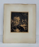 Woodblock Print - Judith Merkin - The Eavesdropper