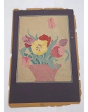 M.B. Arts & Crafts Potted Flowers Woodblock Print