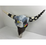 Hand Painted Cree Indian Bald Eagle Buffalo Skull