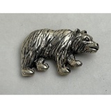 Sterling Silver Grizzly Bear Brooch Pin 10 Grams