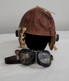 Ww2 British Royal Air Force Flight Helmet Goggles