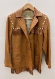 Vintage Fringed Buckskin Leather Cowboy Jacket