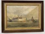 Gerard Wiegman (1875-1964) Harbor Oil Painting