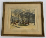 Paris Madeleine Colored Engraving