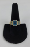 Mens 10k Yellow Gold And Topaz Ring Size 10