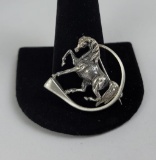Sterling Silver Horse Brooch Signed