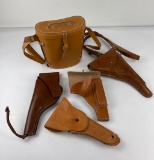 Lot Of Reproduction Holsters And Binoculars Case