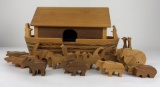 Mid Century Danish Wood Noah's Ark And Animals