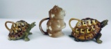 Antique Royal Bayreuth Turtle And Cat Creamers