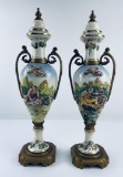 Pair Of Antique Chinese Export Pottery Urns