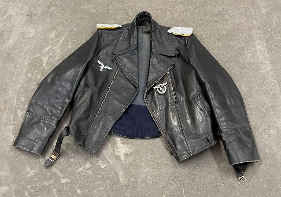 Leather Motorcycle Bikers Jacket 1950s Nazi Emblem