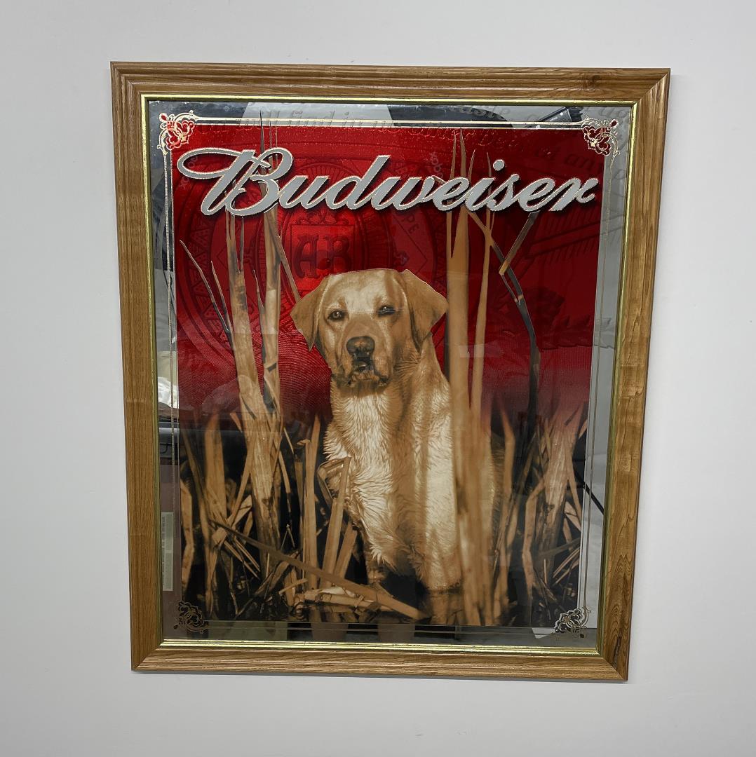 2006 Budweiser Beer Bow Tie Mirror Girl on Motorcycle Barn