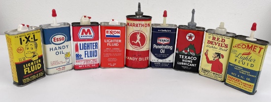 Lot Of Handy Oiler Tin Cans Marathon Texaco Exxon