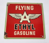 Flying A Ethyl Gasoline Porcelain Pump Plate Sign