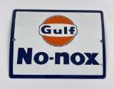 Gulf No Nox Porcelain Pump Plate Sign