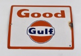 Good Gulf Oil Gas Pump Plate Sign Porcelain