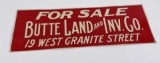 Butte Montana Land Real Estate Sign