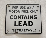 Tetraethyl Lead Porcelain Pump Plate Sign