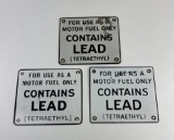 3 Tetraethyl Lead Porcelain Pump Plate Sign
